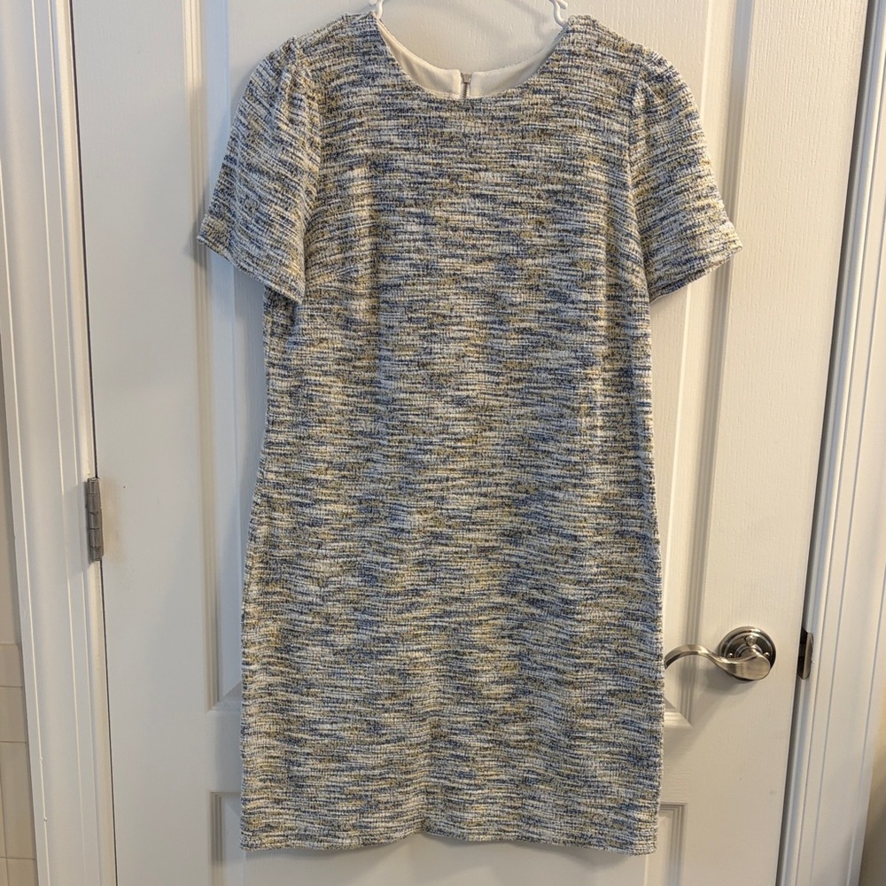 LOFT Blue and White Textured Dress